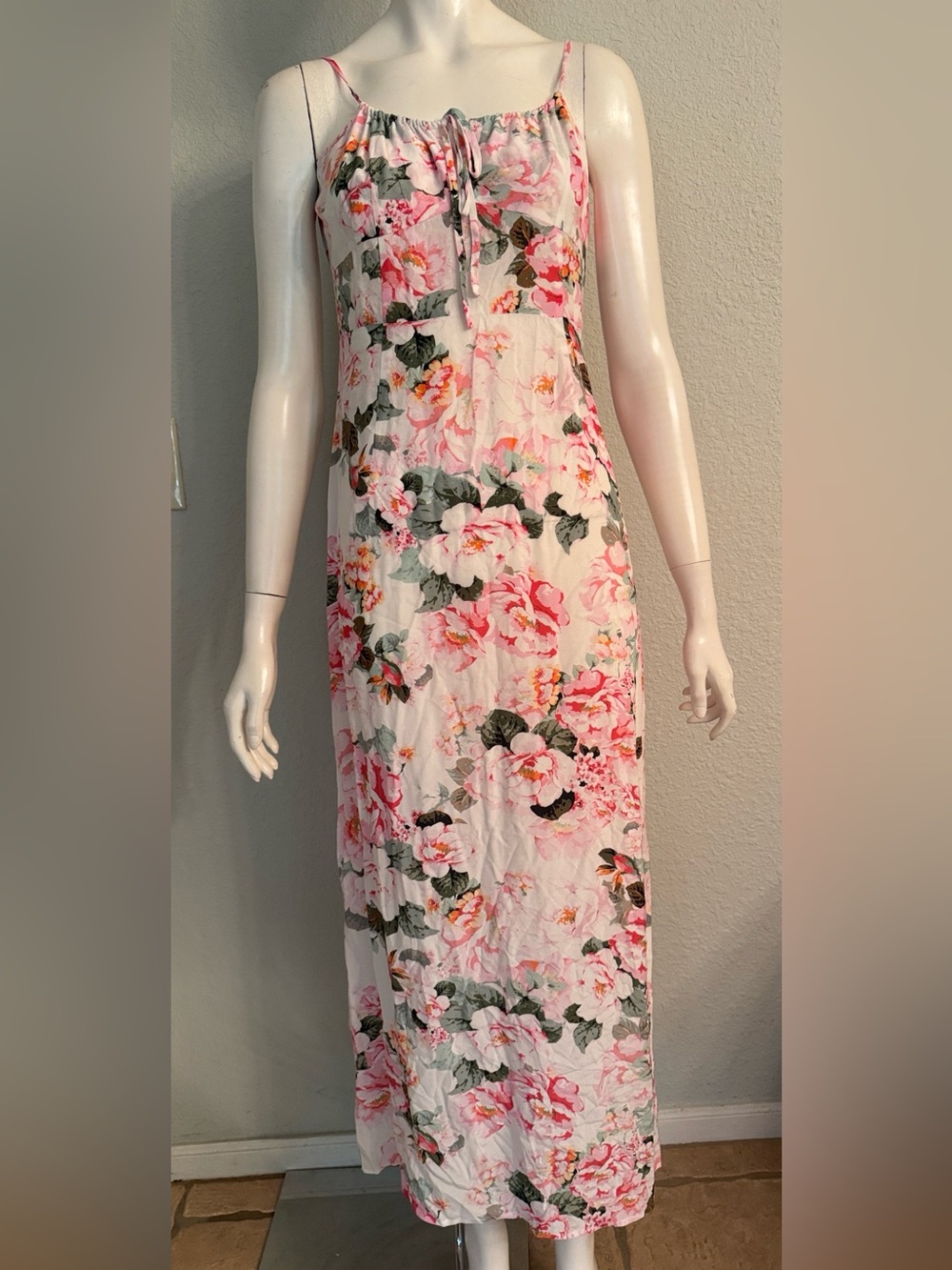 Favorite Daughter Floral Pink Spaghetti-Strap Maxi Dress Size 8🌸💗